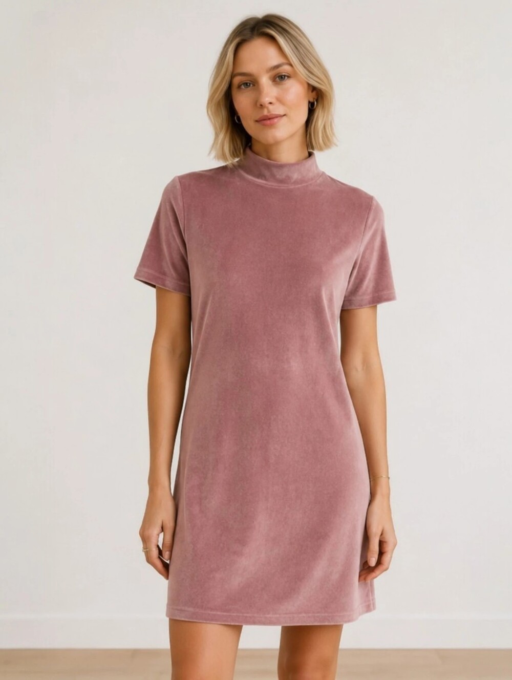 Madewell Frosty Mauve Velvet Mockneck Mini Dress XXS